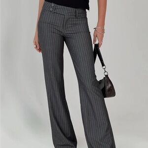 NWT Princess Polly Kinkirk Flared Pants Grey Pinstripe Trousers | Size 4